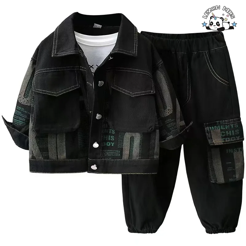LEZONKIDS - Wholesale Spring Autumn Long Sleeve Jacket and Pants Printed Kids  Clothing  Boys Set